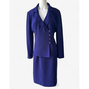 Le Suit Skirt Suit Purple Jacket Skirt Set Size 14